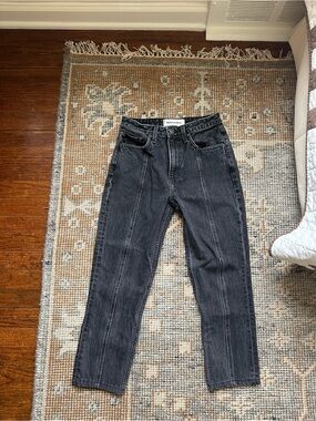 Reformation Black Straight-Leg Jeans with Center Seams
